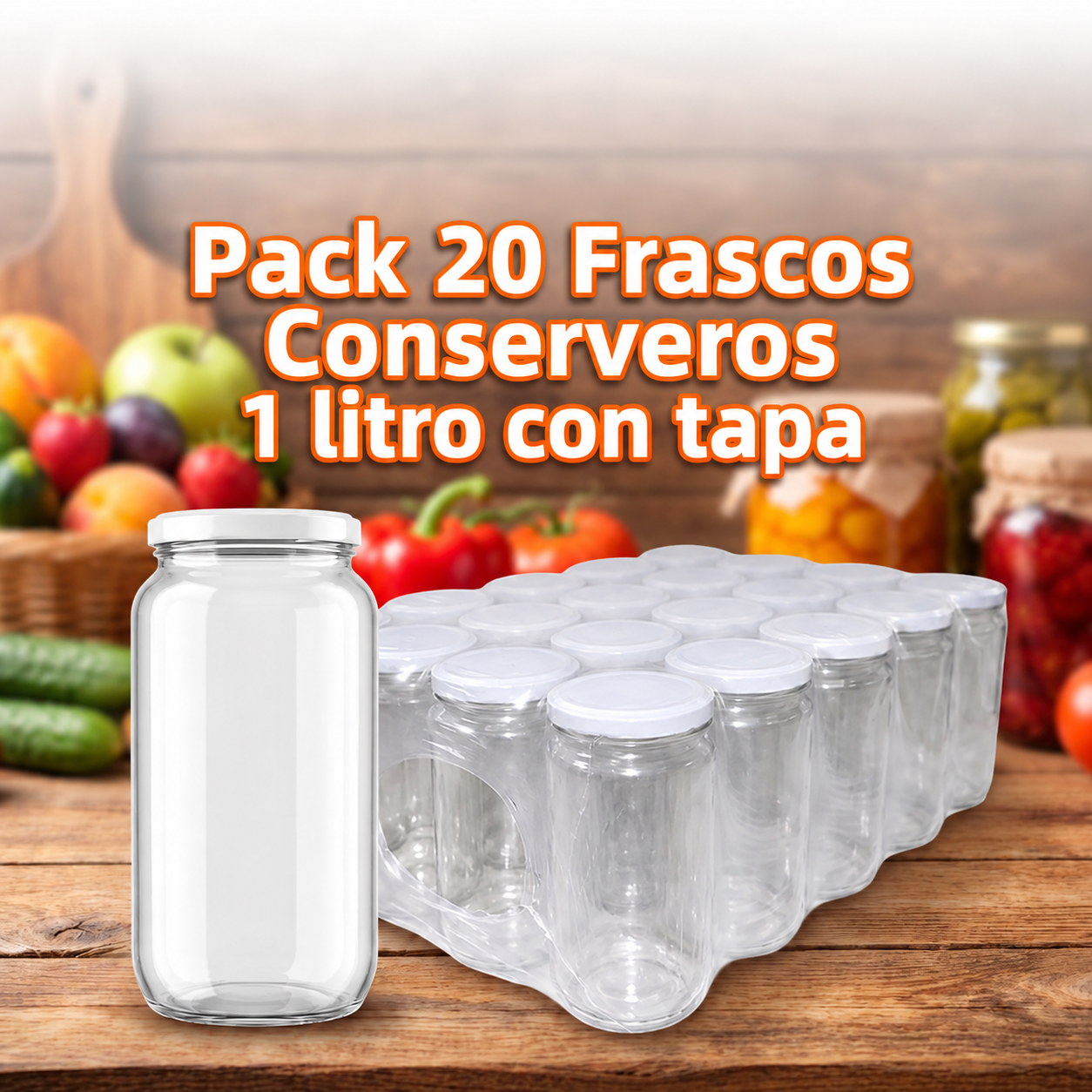 Pack de 20 Frascos Conserveros con Tapa
